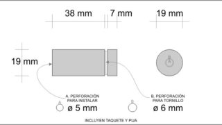 Chapeton Acero Inoxidable 19×50 mm